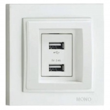 Розетка 2-а USB-зарядка Mono Electric Despina 250V крем 102-170005-178