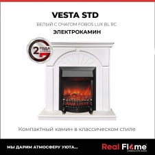 Электрокамин RealFlame Vesta WT-F511 с очагом Fobos Lux BL c пультом ДУ