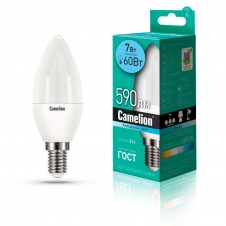 Лампа светодиодная Camelion E14 7W 4500K LED7-C35/845/E14 12074